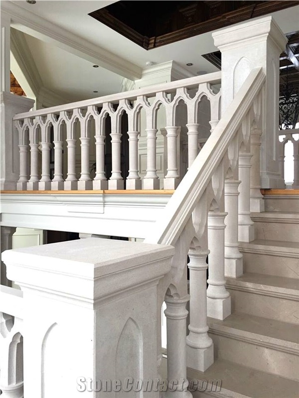 An Elegant Staircase Made Of Indiana Limestone