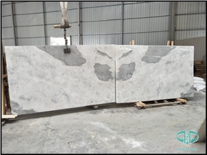 Sky White, New Quarry White Slab, White Bookmatched Marble Slabs.