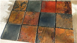 China Multicolor/Rustic Slate Roof Tiles, Split Roofing Slate Stone