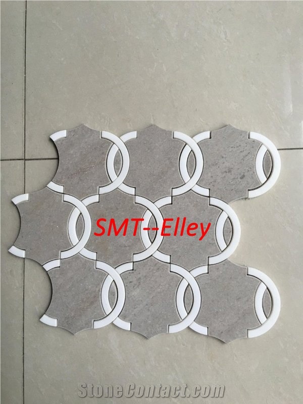Custom Design Art Mosaic Tile for Bathroom Wall Carrara Cd Mixed Pure White Marble Mosaic Pattern Tile for Project