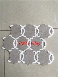 Custom Design Art Mosaic Tile for Bathroom Wall Carrara Cd Mixed Pure White Marble Mosaic Pattern Tile for Project