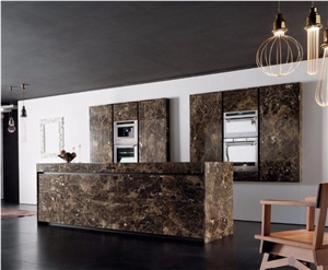 Custom Design Kitchen Island Brown Marble Emperador Kitchen Bar Top for Project