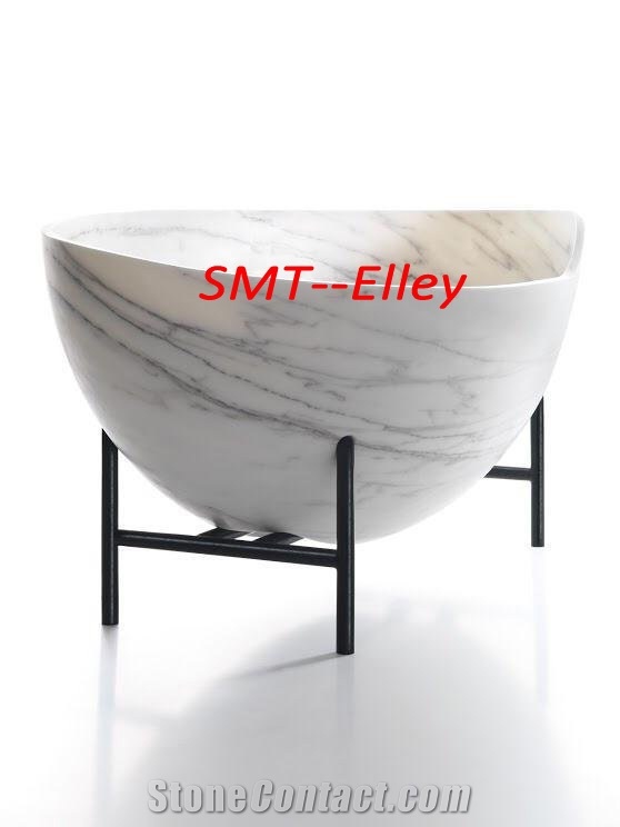 Custom Design Oval Stone Bathtub White Marble Bathtub for Project