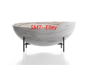 Custom Design Oval Stone Bathtub White Marble Bathtub for Project
