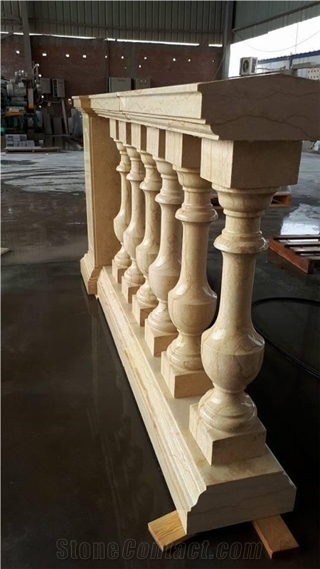 Custom Stone Balustrades Egyptian Beige Marble Handrail for Project