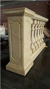 Custom Stone Marble Staircase Rails Egyptian Beige Balustrades