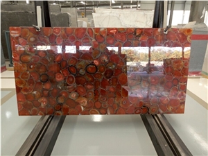 Factory Supply Translucent Semi Precious Large Gemstone Red Agate Slab