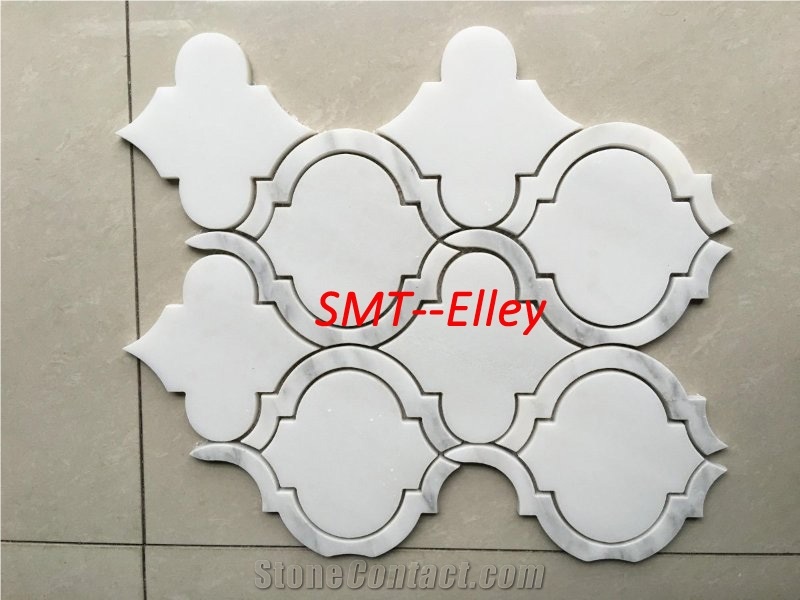Marble Leaves Mosaic Tile White Marble Calacatta Mosaic Design for Kitchen Wall