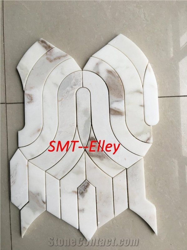 Marble Leaves Mosaic Tile White Marble Calacatta Mosaic Design for Kitchen Wall
