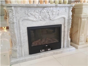 Modern Style Marble Fireplace Sculptured Carrara Fireplace Mantel