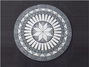 Natural Slate 2.5 Meter Diameter Round Shape Mosaic Floor Medallion