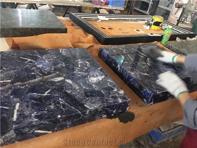 Natural Stone Large Polished Gemstone Lapis Lazuli Slab for Kitchen Top