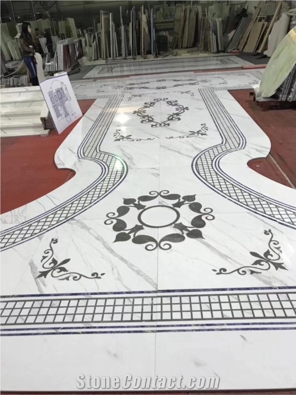 Waterjet Marble Medallions Marble Inlay Patterns for Floor