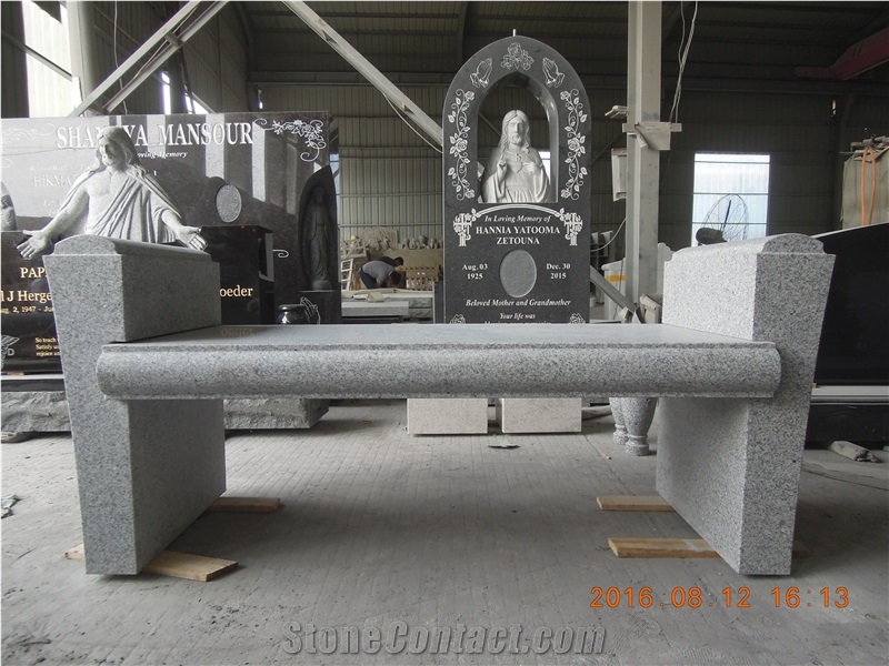 China G603 Light Grey White Granite Monumental Memorial Bench Plaques