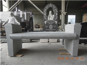 China G603 Light Grey White Granite Monumental Memorial Bench Plaques