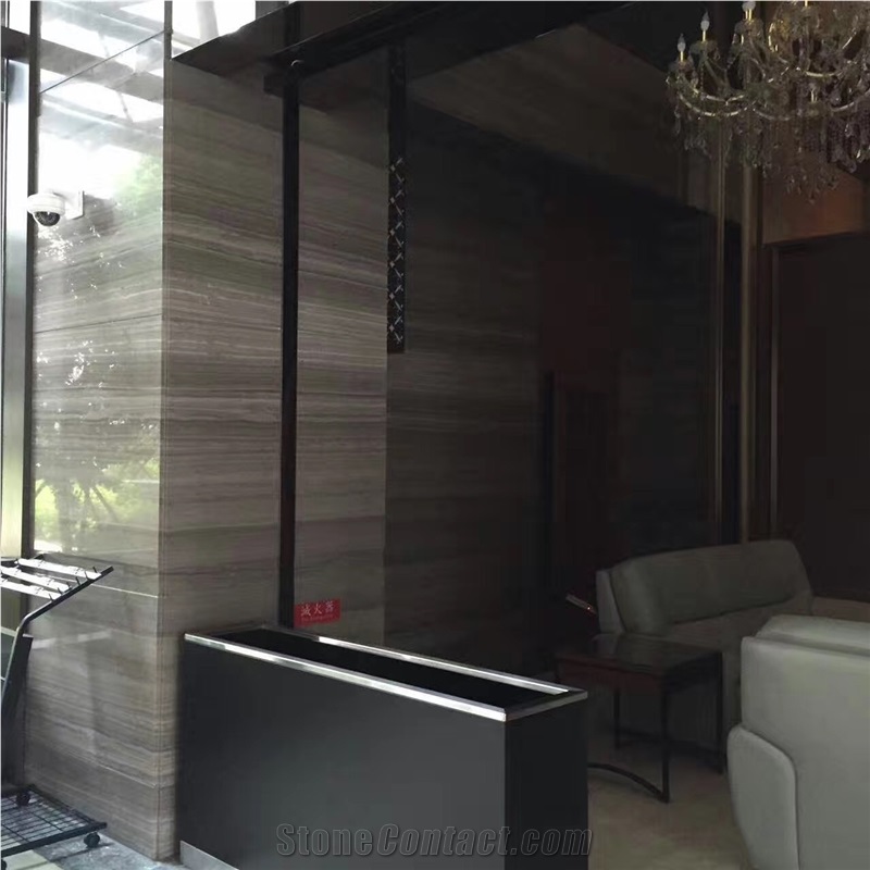 China Grey Obama Wooden Marble Big Slab Chinese Grey Serpeggiante Wall Stone ,White Wood Crystal Gray Veins Building and Walling Tiles,Hotel Project