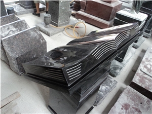 India Black Granite Cemetery Grave Slant Marker Book Shape Stone China