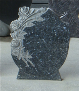 Blue Pearl Granite Tombstone Design Flower Carving Headstone Engraved Headstone Cemetery Tombstone Supplier