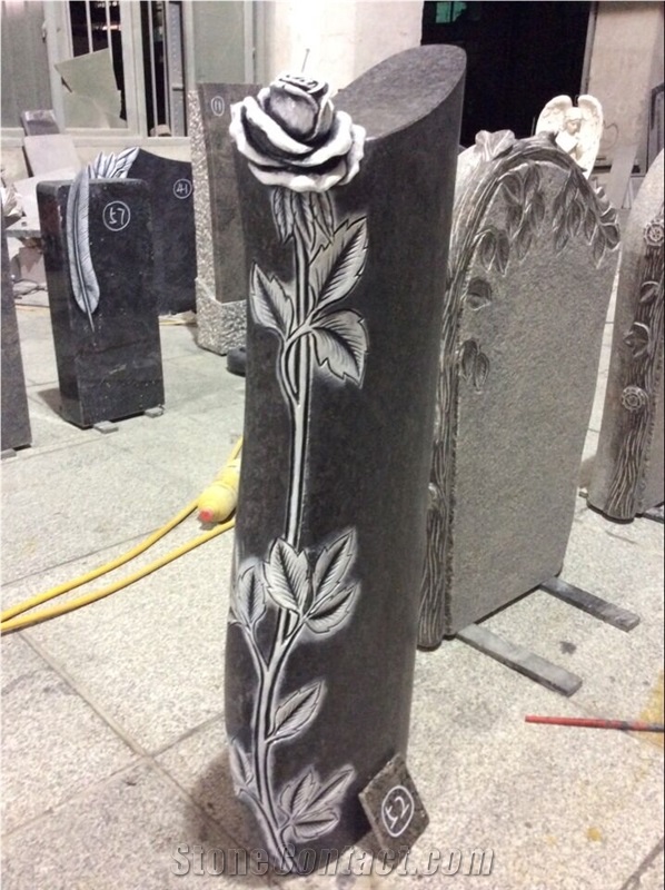 Carved Stone Tombstone Steel Grey Headstone Gravestone