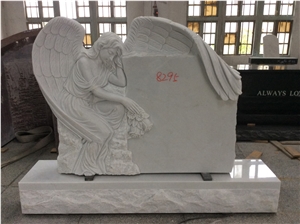 China Haobo Stone Factory Special Design Angel Carving White Marble Tombstone & Monuments