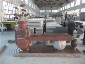 China Tombstone Factory G654 Golf and Brassie Bench Memorials, Cremation Pedestal Monuments