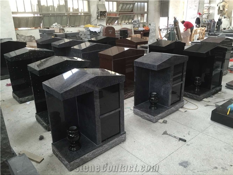 Chinese Factory 5 Crypts G603 Grey Granite and Shanxi Black Granite Columbarium, Cemetery Mausoleum