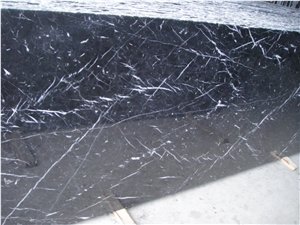 Chinese Polished Nero Marquina Black Marble Tiles, Polishing Marble Cut to Size, Black Marble with White Veins Slabs