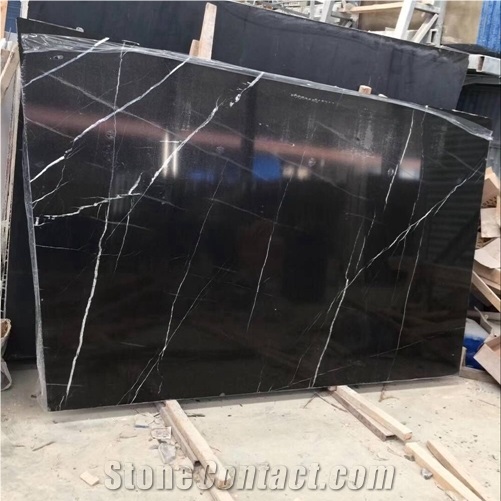 Customized Cut to Size Manufacturer Price a Grade Quality Nero/ Black Marquina Marble Slab in 2cm for Building Decoration
