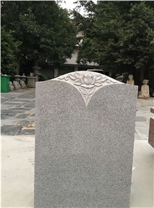 Grey Granite Headstone Carving Headstone Flower Carving Headstone