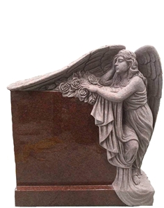 Haobo Red Granite Angel Carving Headstone, Angel Tombstone