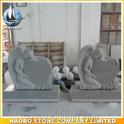 Headstone G603 Grey Angel Sculpture Etching Tombstone Monument Single Double Granite Marble Natural Marker Stone Gravestone Polished Blocks Basalt
