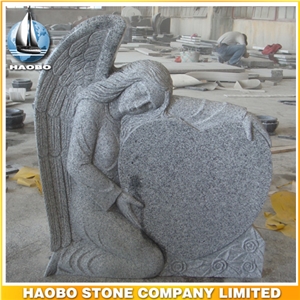 Headstone Grey Grisg603 Angel Sculpture Etching Tombstone Monument Single Double Granite Marble Natural Marker Stone Gravestone