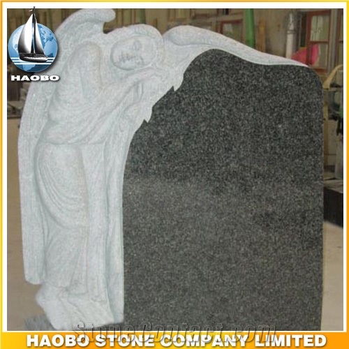 Headstone Indian Black Angel Sculpture Etching Tombstone Monument Single Double Granite Marble Natural Marker Stone