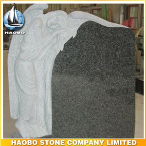 Headstone Indian Black Angel Sculpture Etching Tombstone Monument Single Double Granite Marble Natural Marker Stone