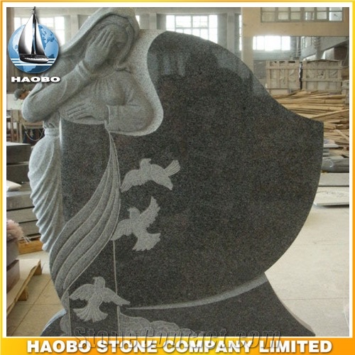 Headstone Shanxi Black Angel Sculpture Etching Tombstone Monument Single Double Granite Marble Natural Marker Stone Gravestone