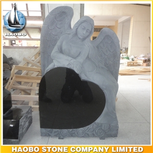 Headstone Shanxi Black Angel Sculpture Etching Tombstone Monument Single Double Granite Marble Natural Marker Stone Gravestone Polished Blocks Basalt
