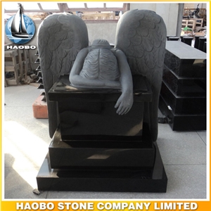 Headstone Shanxi Black Angel Sculpture Etching Tombstone Monument Single Double Granite Marble Natural Marker Stone