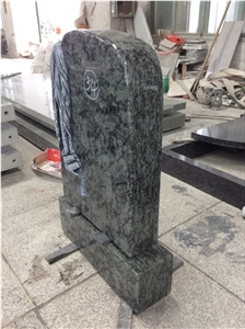 High Quality Good Service Custom Wholesale Price Unique Haobo Natural Stone Chinese Quarry Olive Green Granite Carving Headstone Design for Cemetery