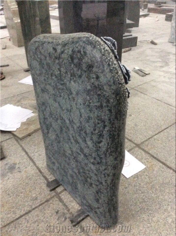 High Quality Good Service Custom Wholesale Price Unique Haobo Natural Stone Chinese Quarry Olive Green Granite Carving Headstone Designs for Cemetery
