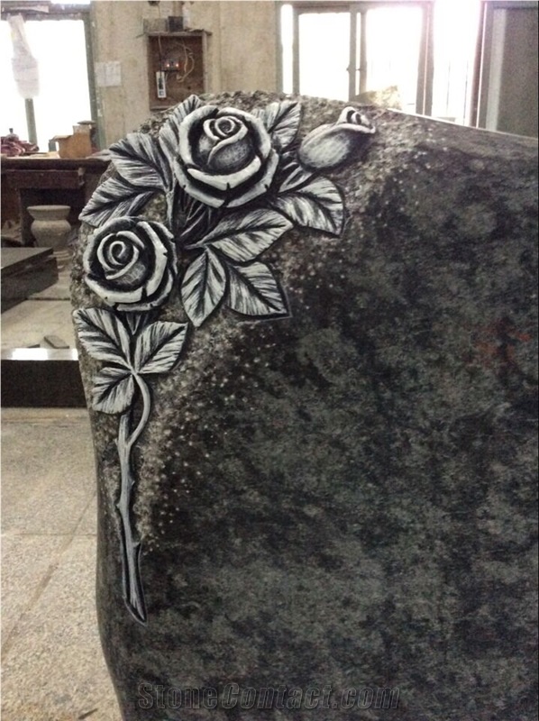 High Quality Good Service Custom Wholesale Price Unique Haobo Natural Stone Chinese Quarry Olive Green Granite Carving Headstone Designs for Cemetery