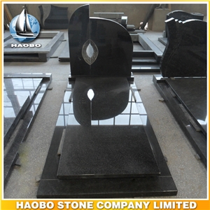 Polished Natural Stone Quarry Manufactory Black Noir Granite Western Style Monuments Heart Tombstones,Gravestone,Single or Double Marble Headstone