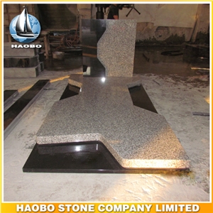 Polished Natural Stone Quarry Manufactory Black Noir Granite Western Style Monuments Tombstones,Gravestone,Single or Double Headstone