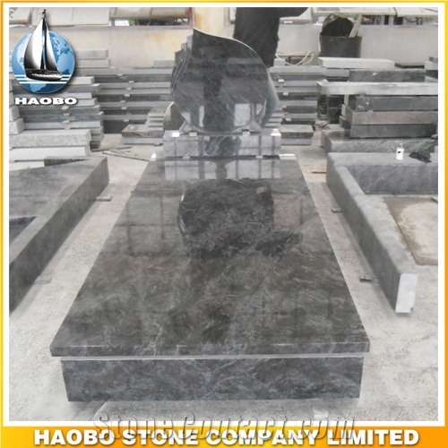 Polished Natural Stone Quarry Manufactory Blue Bleu Granite Western Style Monuments Heart Tombstones,Gravestone,Single or Double Marble Headstone