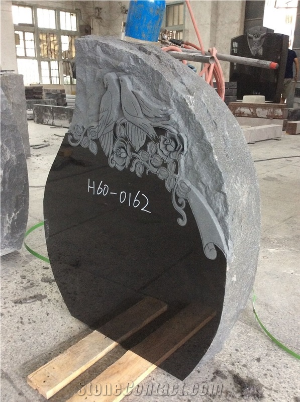 Tear Drop Tombstone Design Black Granite Monuments Engraved Headstones