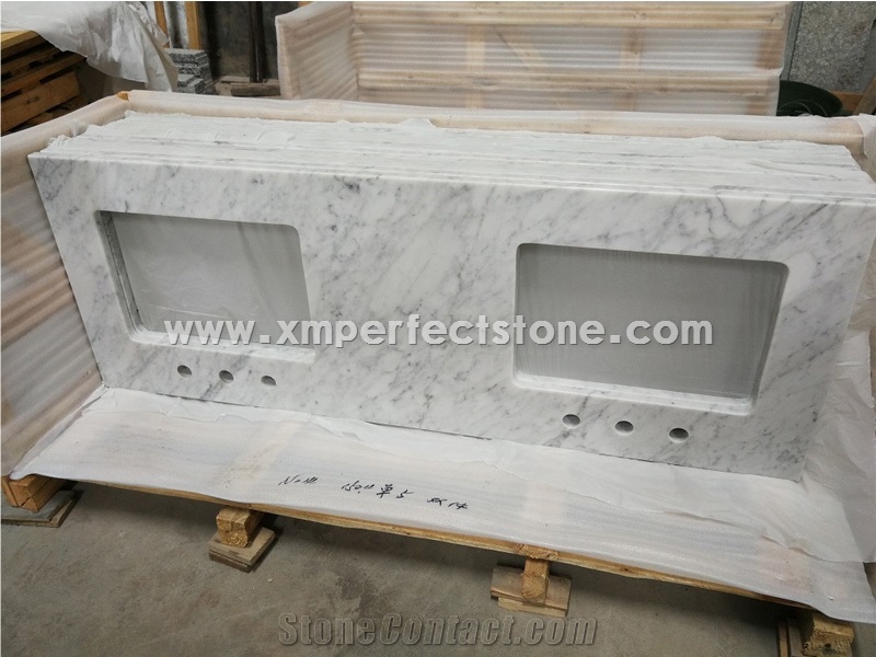 Italy Carrara White Marble Bathroom Vanity Tops with a Quality