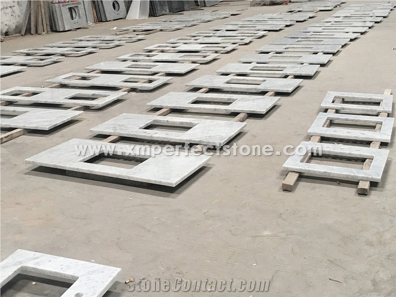 Italy Carrara White Marble Bathroom Vanity Tops with a Quality