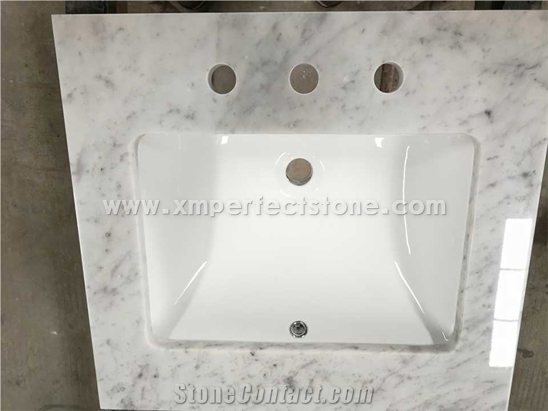 Master Bath Tops,Custom Vanity Tops for Bathroom Vanity Tops,Italy Carrara White Marble Vanity Tops with Under Mount Sink