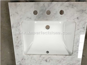 Master Bath Tops,Custom Vanity Tops for Bathroom Vanity Tops,Italy Carrara White Marble Vanity Tops with Under Mount Sink