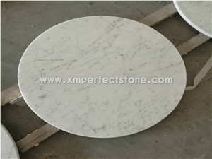 Polished Bianco Carrara White Natural Marble Round Table Top