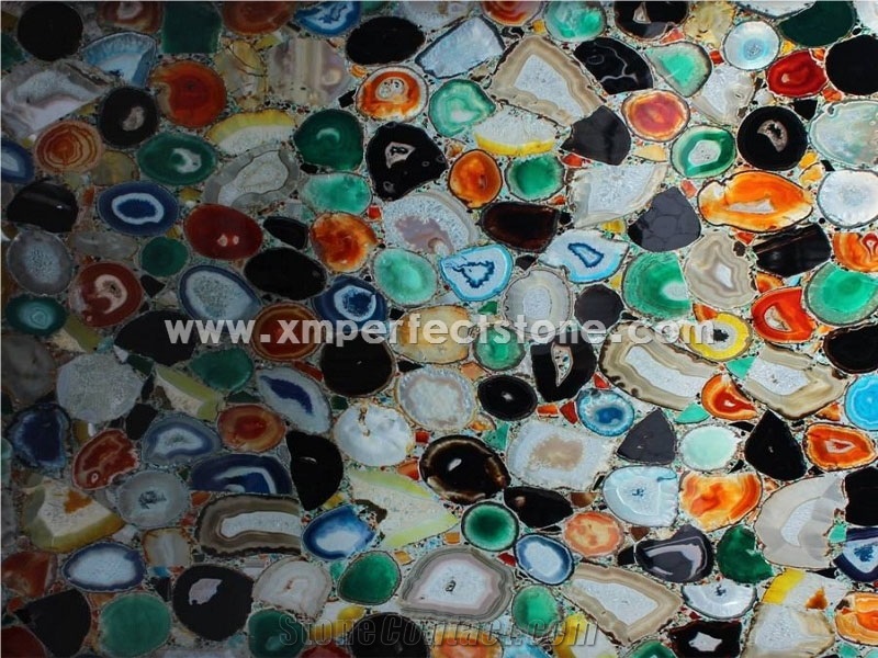 Semiprecious Stone Slabs,2440*1220 Composite Gemstone Slabs